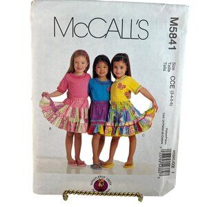 McCalls M5841 Girls Pull On Tiered Skirt Appliques Pattern Size CCE 3 -6 UNCUT